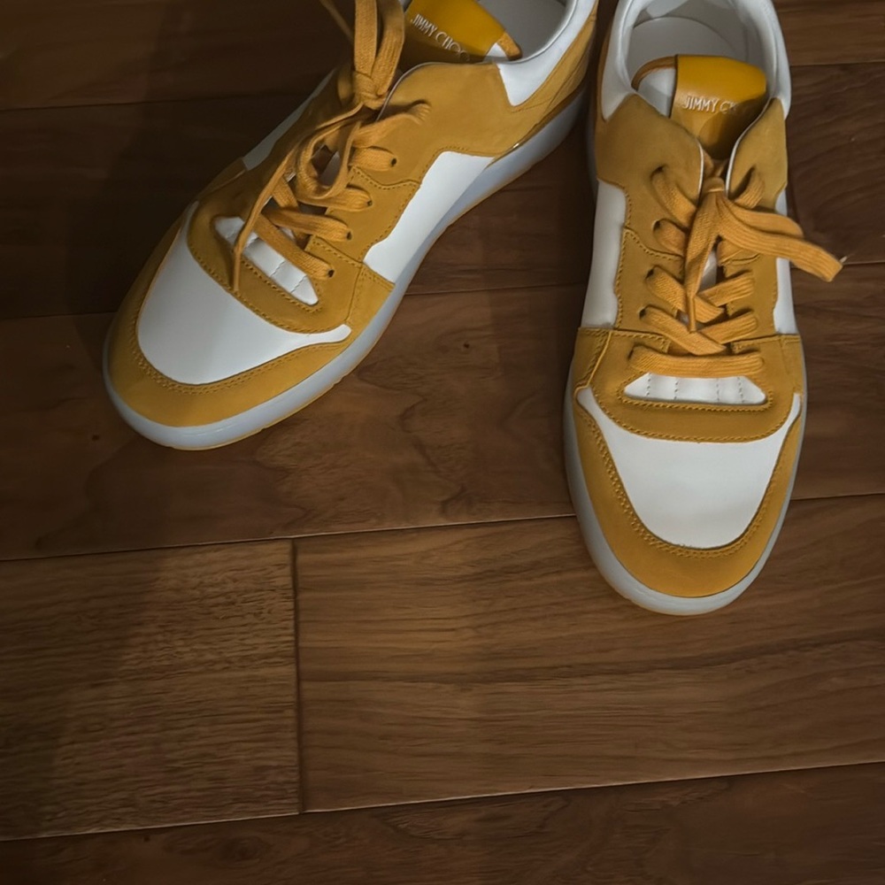 Jimmy Choo Mustard and White Sneakers